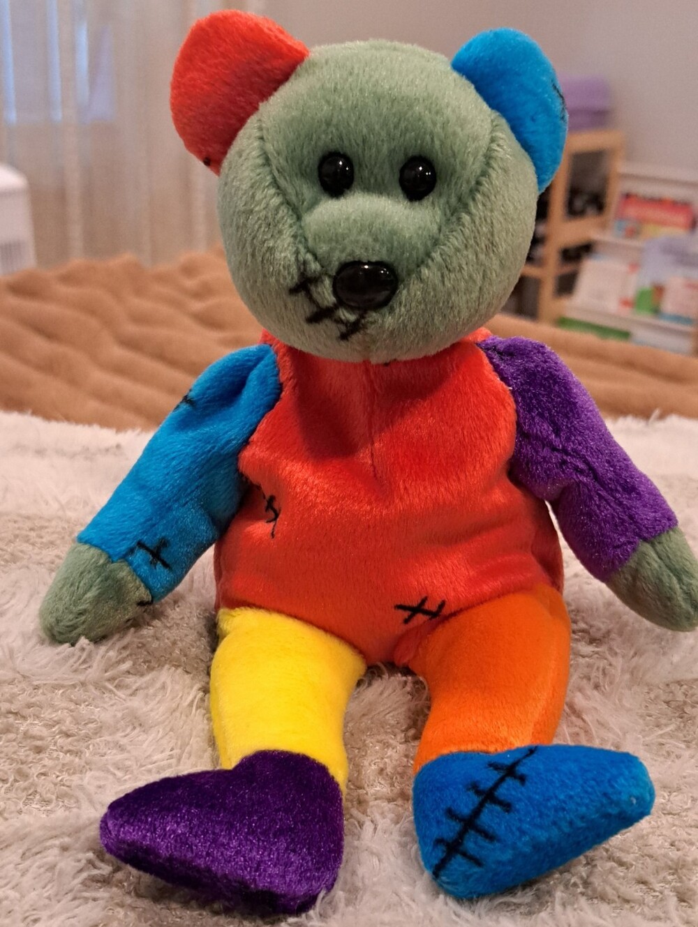 Ty Beanie Babies Frankenteddy the Bear Halloween Plush 2002 No Heart Tag